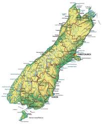 Physical Map of New Zealand - South Island NZ | Map of new zealand ...