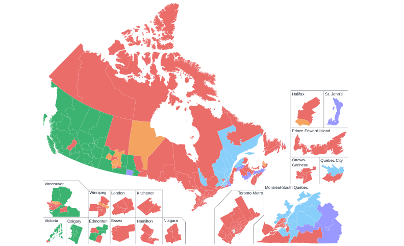 1997 Canadian federal riding map (Liberal landslide).png