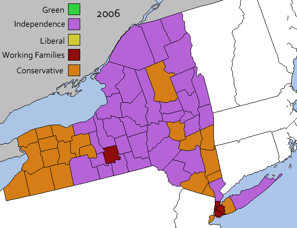 2006 New York Third Party Governor Map.png