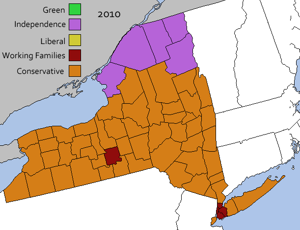 2010 New York Third Party Governor Map.png