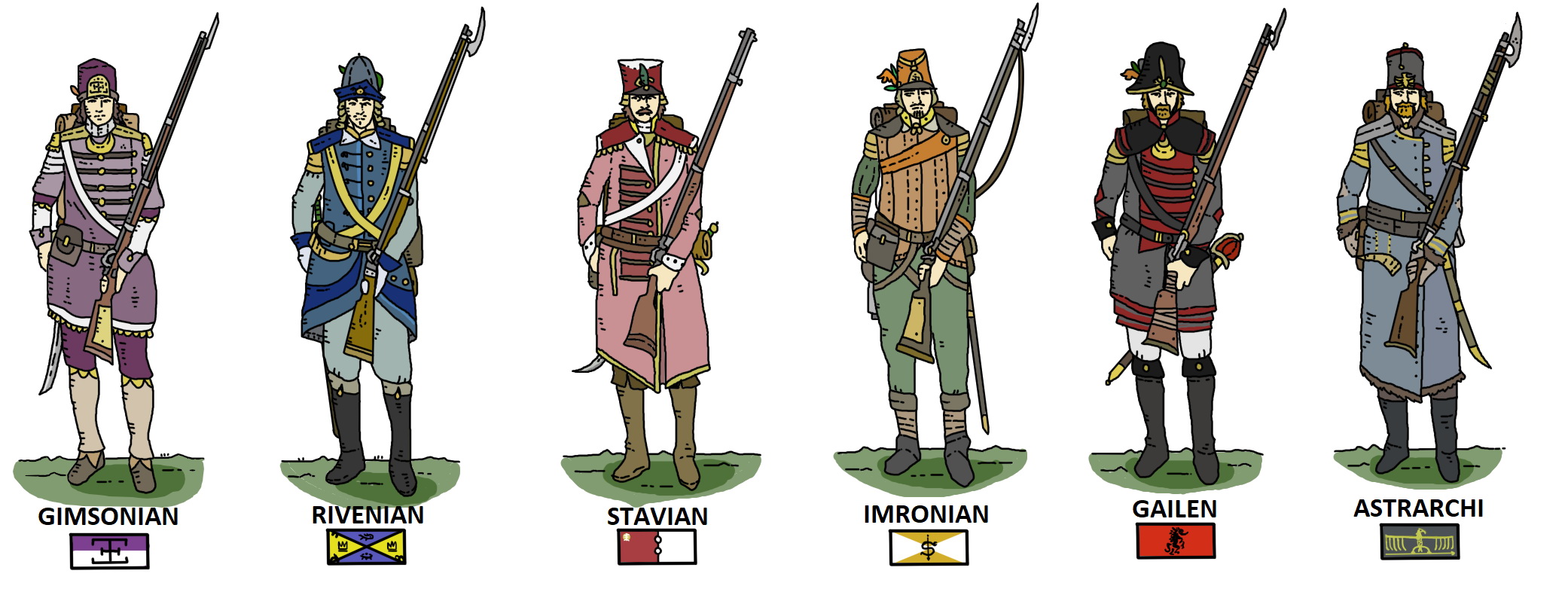 28th Age contemporary regimental Aphalian infantry units by Centinuus.jpg