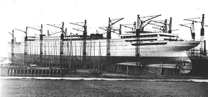 RMS Aquitania during Construction