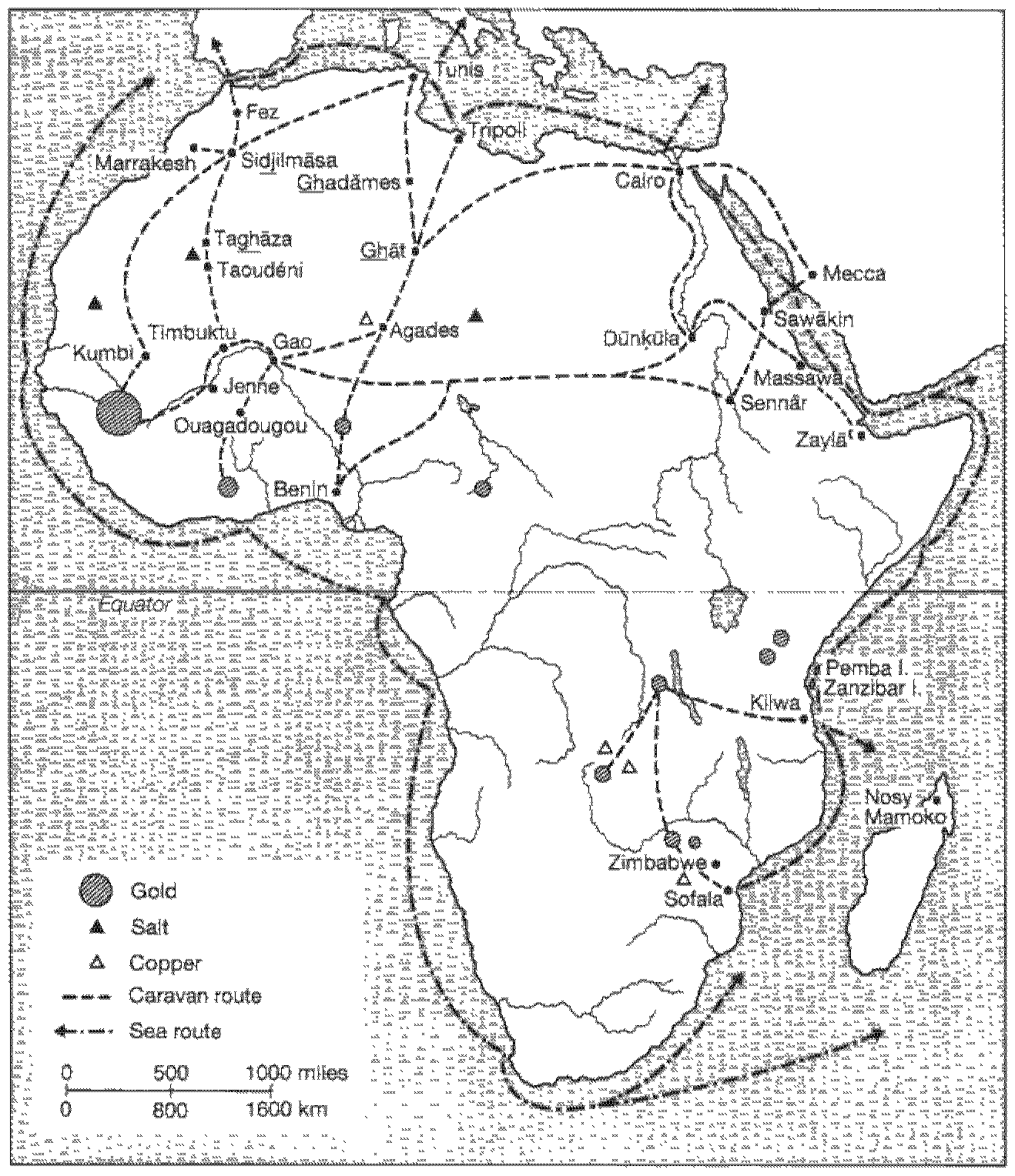 African trade routes in the sixteenth century Source; adapted from map drawn by P. Ndiaye, Dep...png