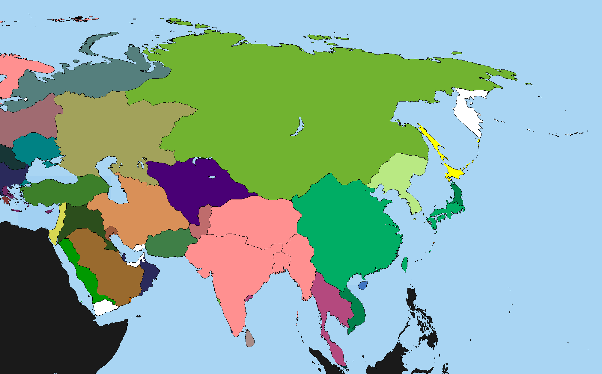 Asia Map Without Names 