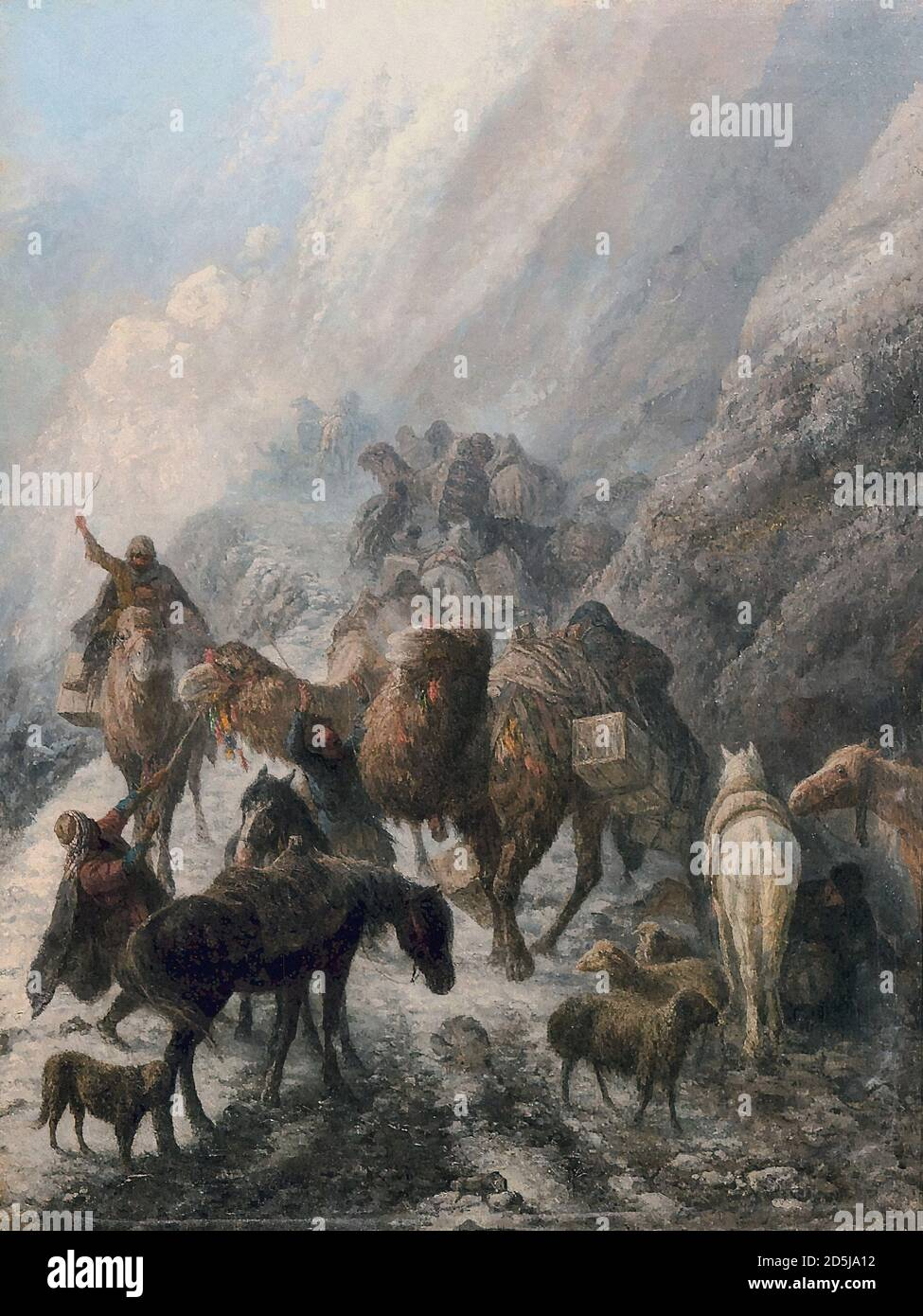 baikov-fedor-caucasus-camel-caravan-on-the-mountain-pass-russian-school-19th-century-2D5JA12.jpg