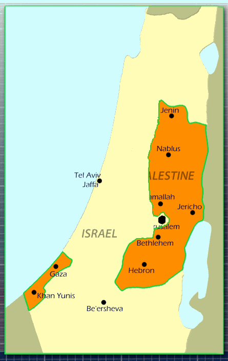 Basic Map - Israel, West Bank, Gaza - Jerusalem and thickening buffer.gif