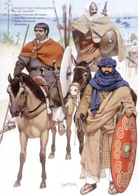 Muslim men at arms in the conquest of Andalus (From David Nicolle's  The Moors: The Islamic West).