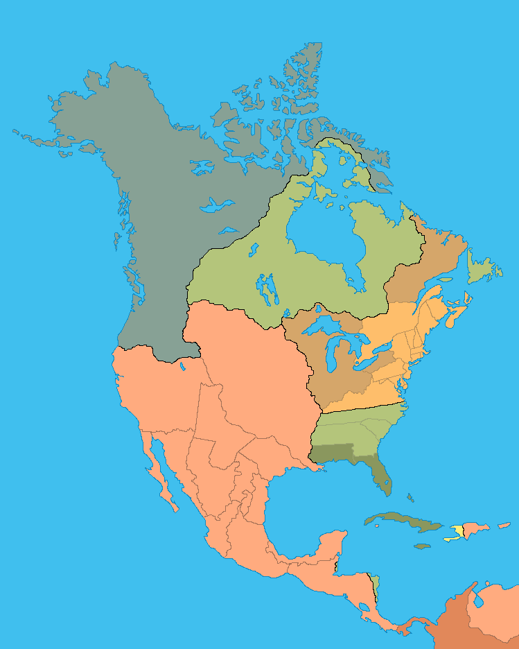 A map of North America after the signing of the Treaty of Paris, 1783.