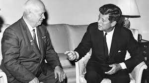 JFK and Khrushchev talking.