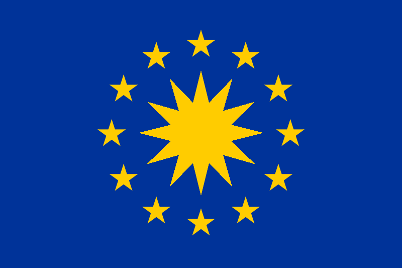 European Federation flag derived from EU flag with single twelve point star and 12 stars.png