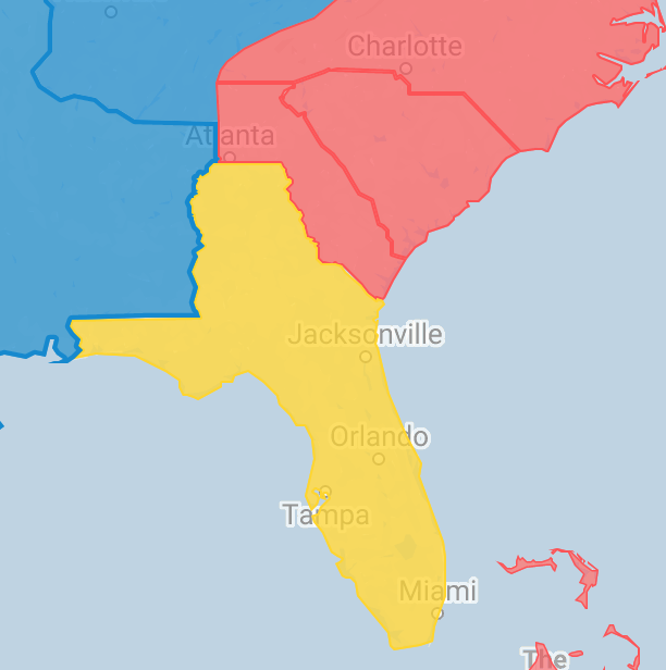 Georgia:Florida:Louisiana Border 1775.png