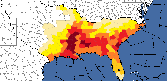 La Floride Slave % Map.png