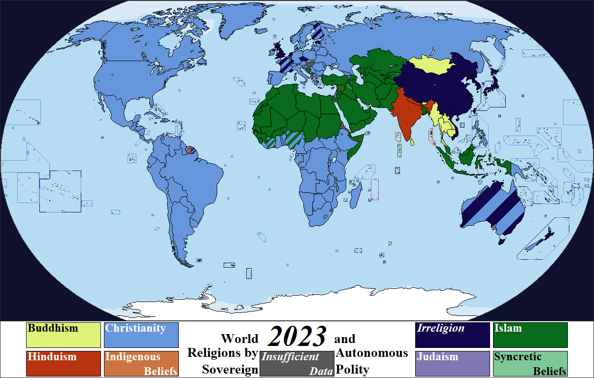 Largest Religion(s) by Polity, 2023.png