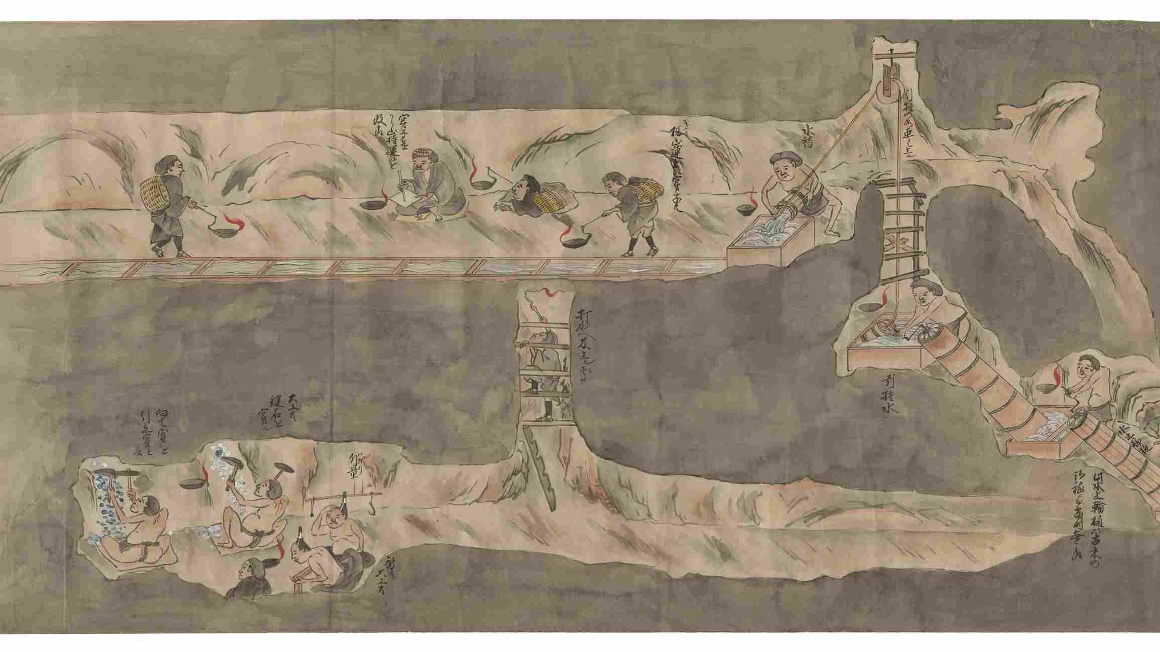 .picture-scroll-of-mine（Sado-no-kuni-kanahori-no-maki-first-half-of-the-19th-century-Property-...jpg