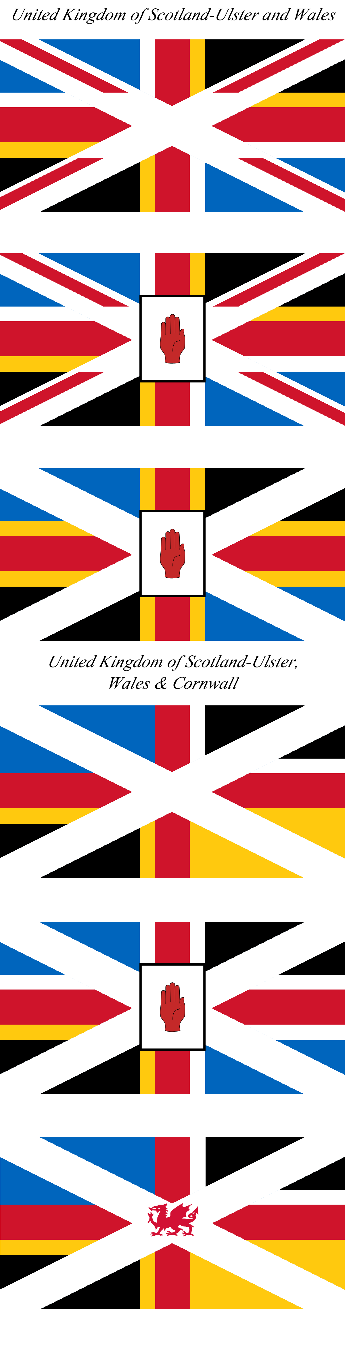 United Kingdom of Scotland-Ulster and Wales (Wales & Cornwall) Flag Designs.png