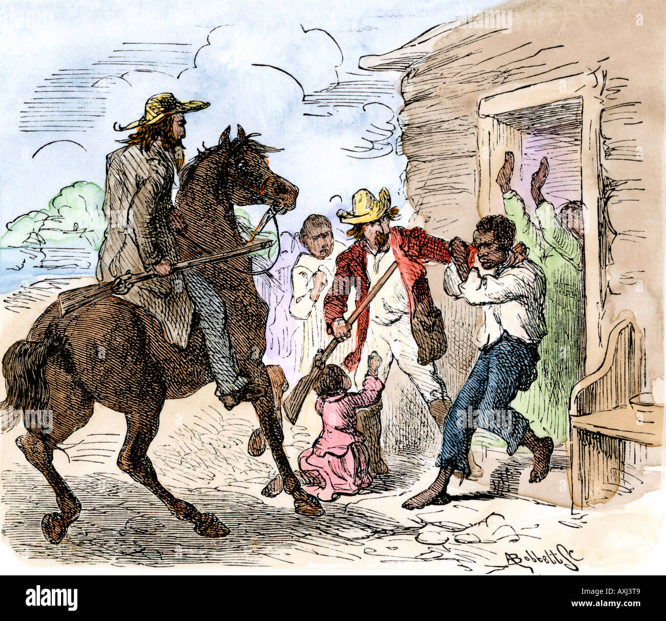 escaped-slave-being-captured-in-the-north-under-the-fugitive-slave-AXJ3T9.jpg