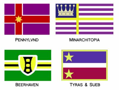 Flags of micronations founded by individual AH.commers (selected samples)