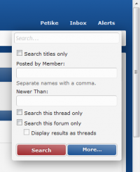 The basic look of the search function box