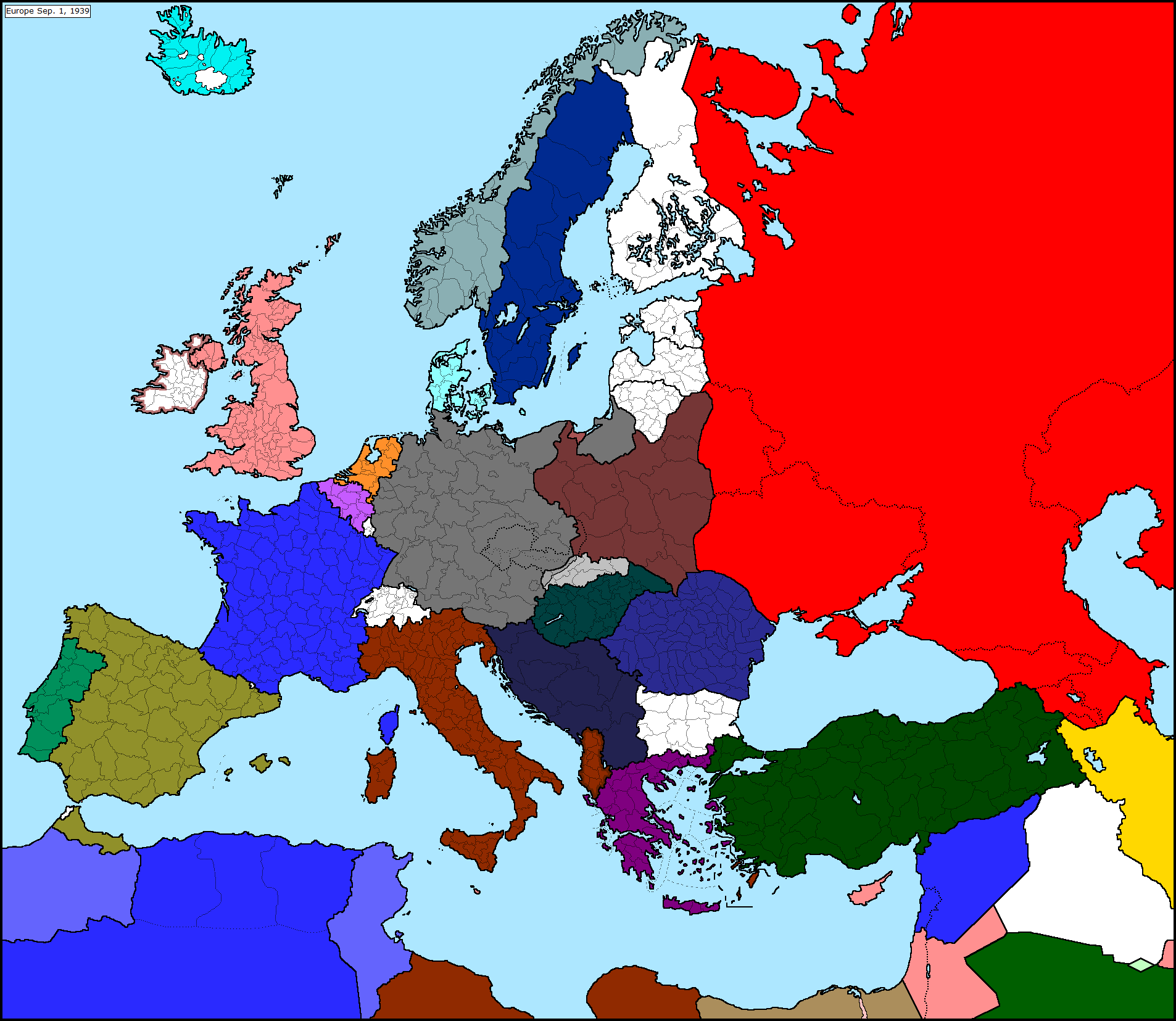 1939 Map Of Europe