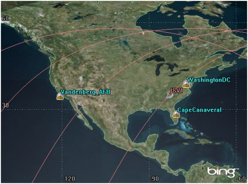 Ground track of ISZ-1 over North America.