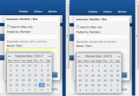 Specifying further search info in the interactive calendar